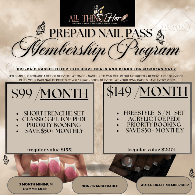 $99 Prepaid Nail Pass at ALL Thingz Her in Wake Village, TX